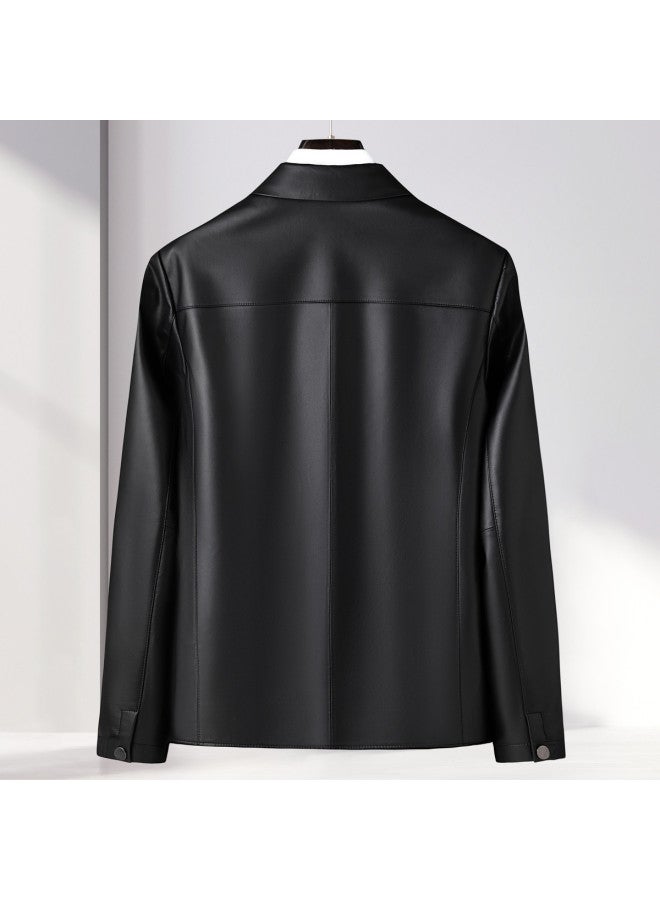 Fapai Autumn Urban Casual Genuine Leather Jacket Men's Leather Coat - Image 2